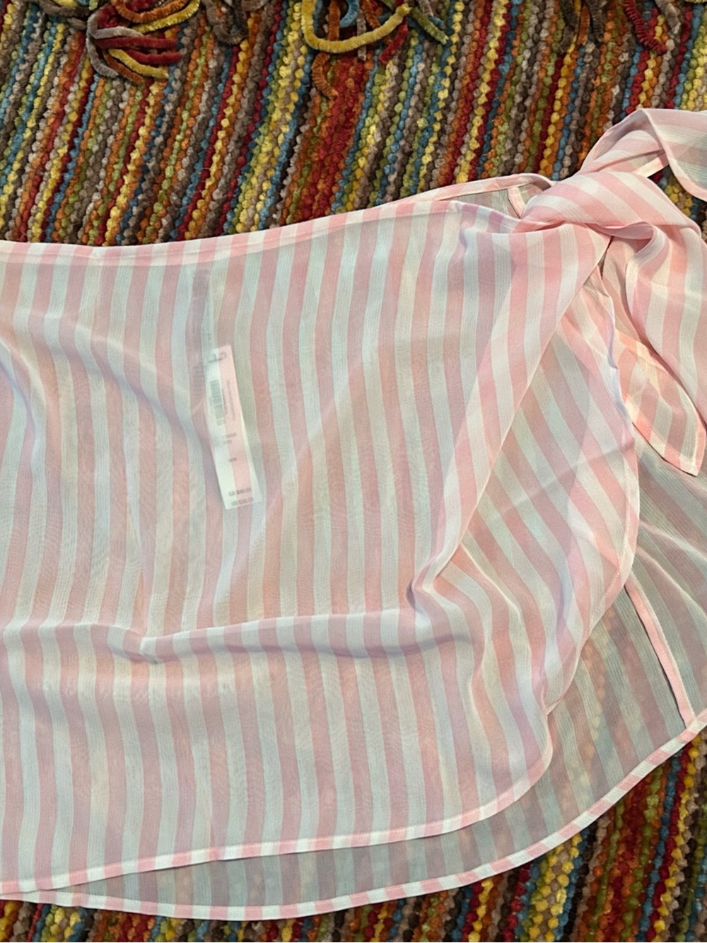 Victoria's Secret classic Pink and White Striped Swim Sarong size medium NWT - Picture 1 of 8